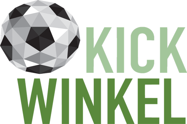 Das Logo von Kickwinkel. Ein Fussball mit einem Kickwinkel Schriftzug.