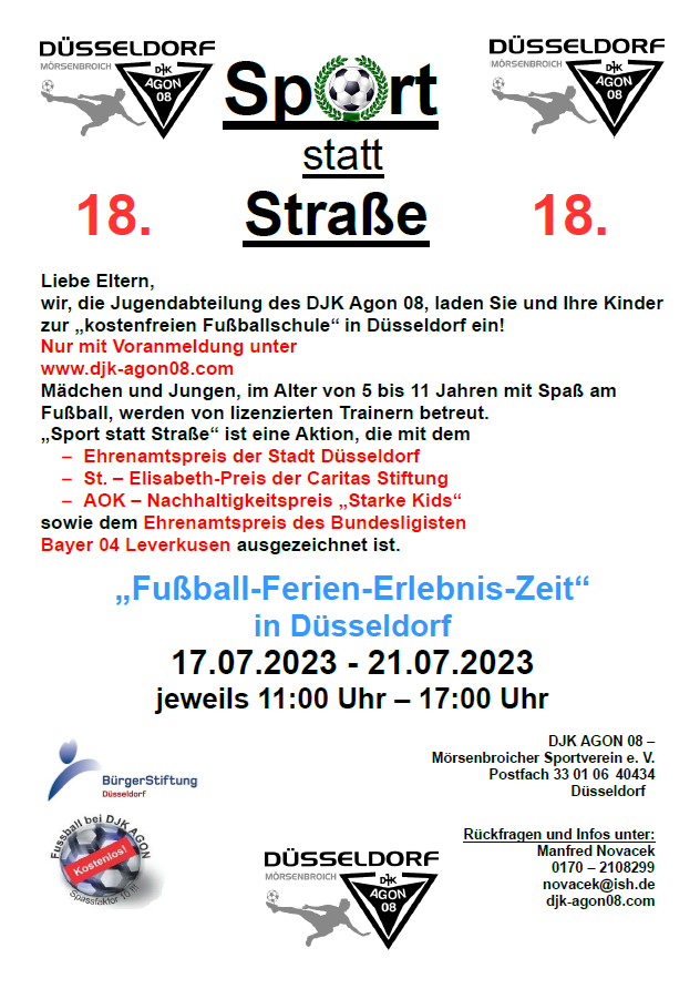 Plakat zur 18. kostenfreien Fussballschule